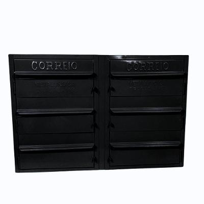 Caixa De Correios 6 Módulos Preta Tamanho 15x50x36cm Aço Preto