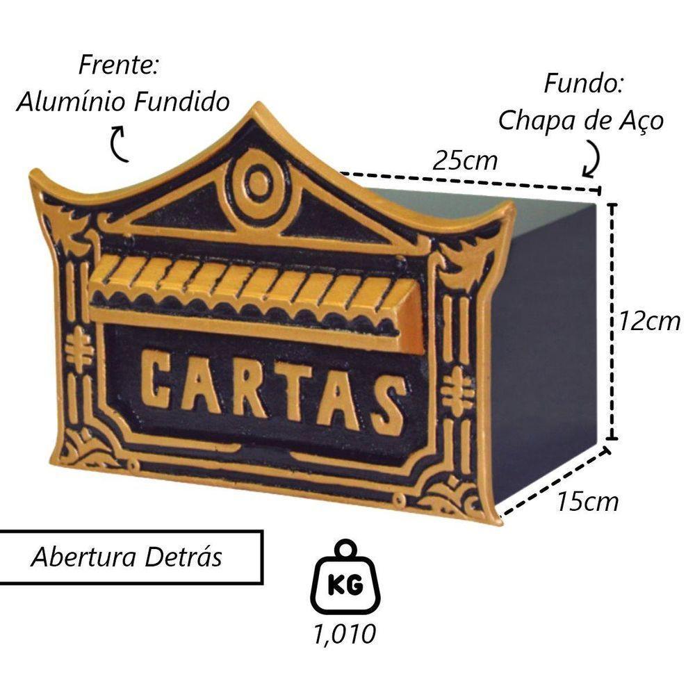 Caixa De Correio Para Cartas Chinesa Ouro Detras 15x25x12cm - 2