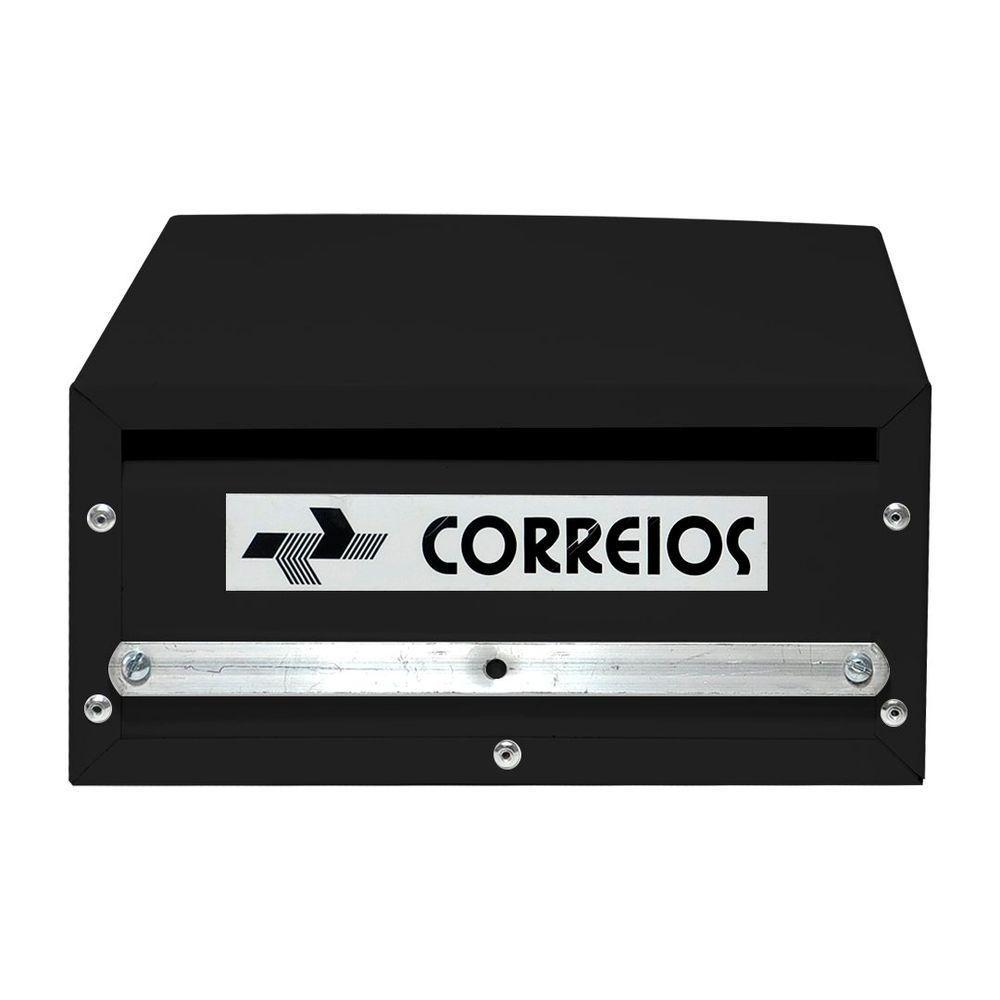 Caixa De Correio Preta Retangular Cartas 20 X 10 X 15 Cm - Fp - 2