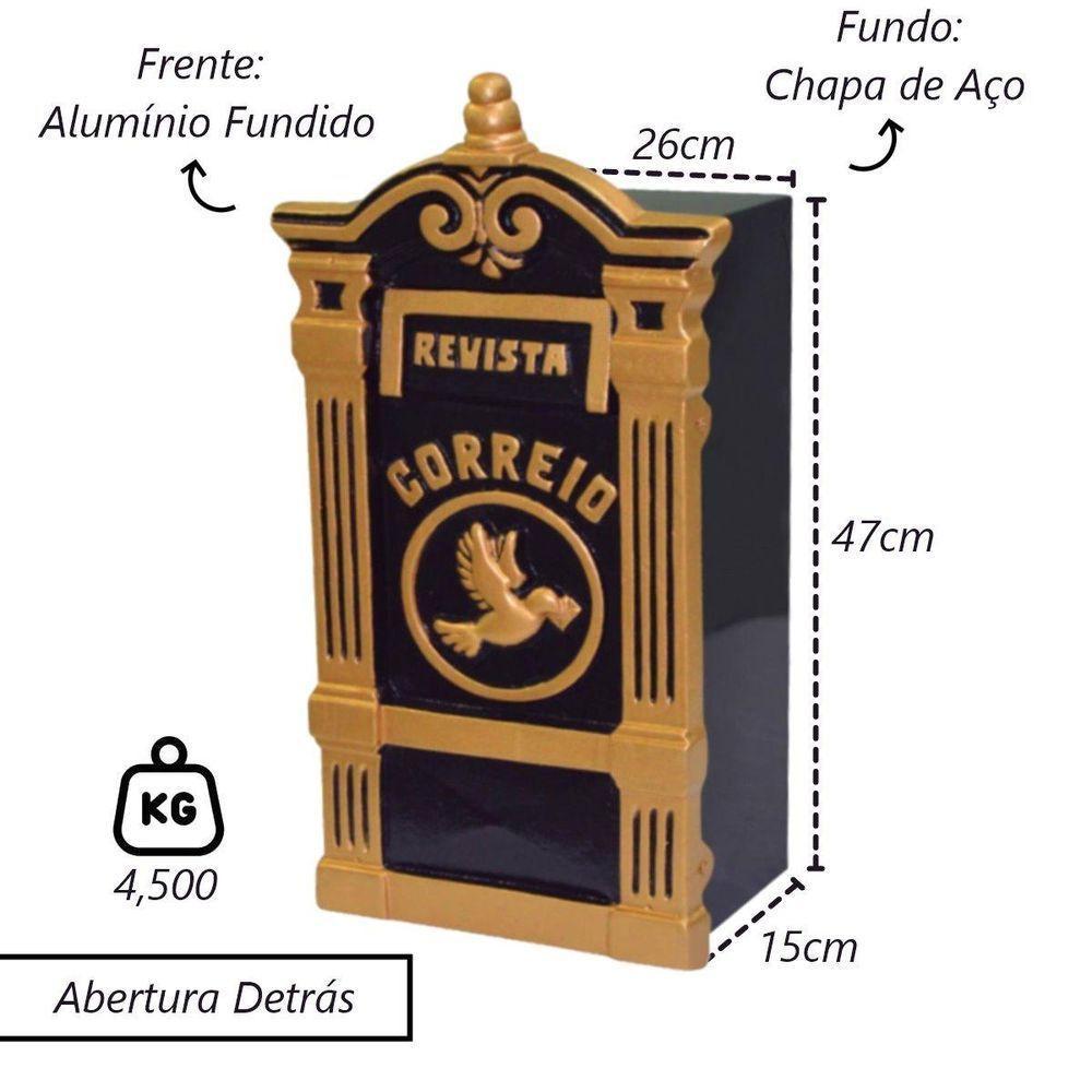 Caixa De Correio Cartas Revistas Vila Rica Detras 15x26x47cm - 2
