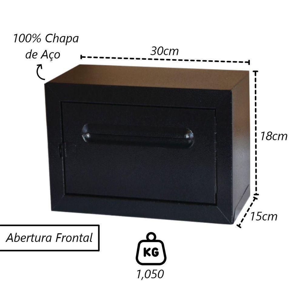 Caixa De Correio Cartas Condomínio Frontal Preta 15x30x18cm - 2