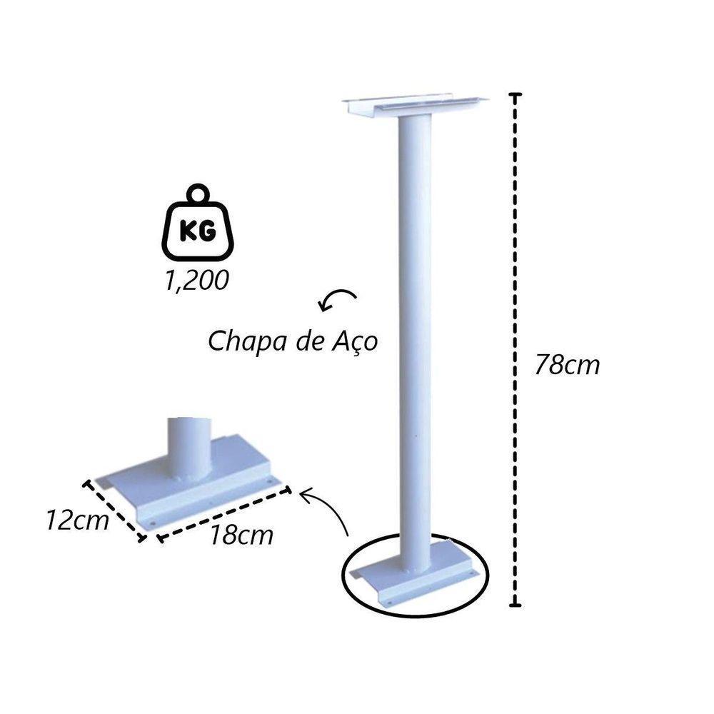 Coluna Pé Para Caixa Correio Americana Chapa Aço Branca 78cm - 2