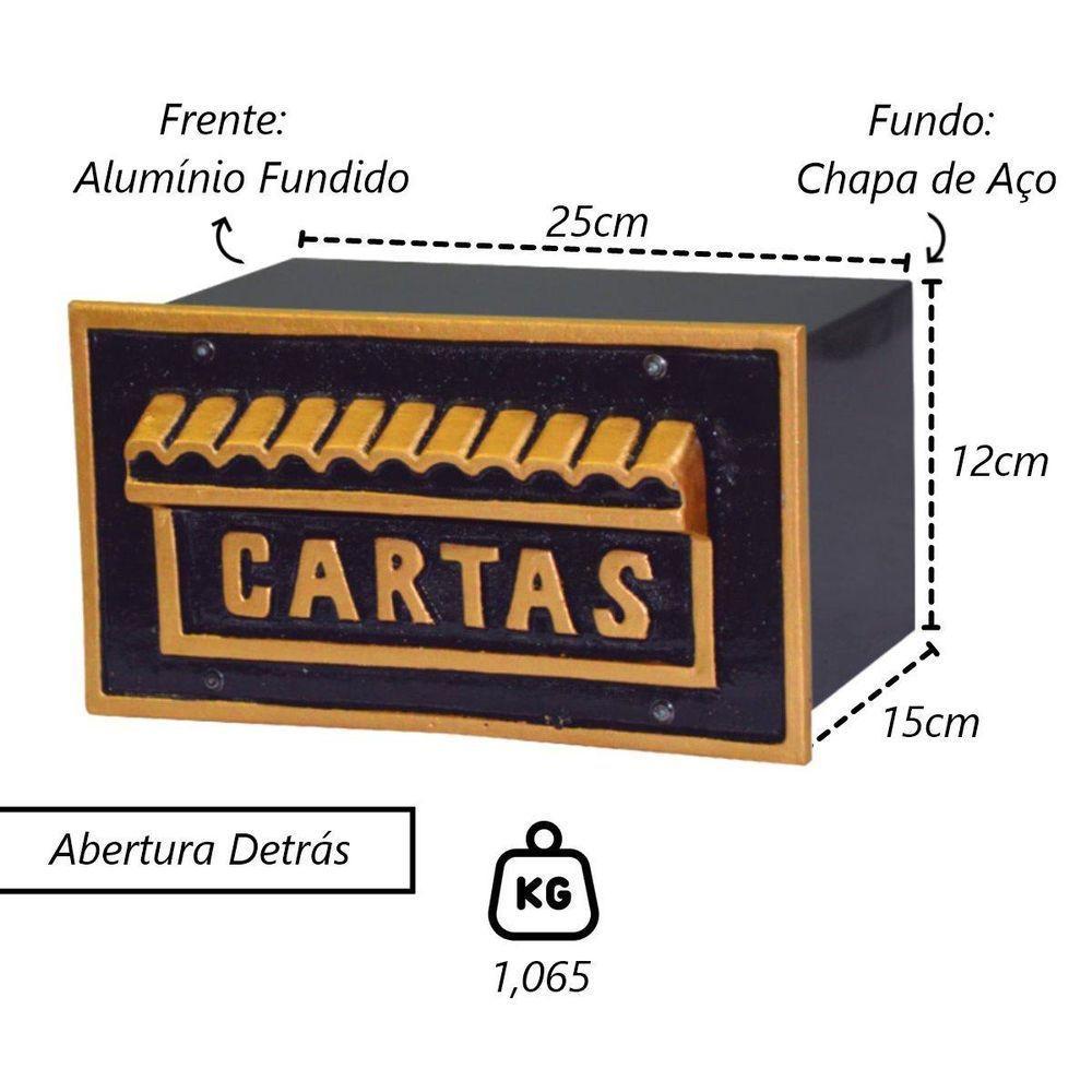 Caixa De Correio Para Cartas Inglesa Ouro Detras 15x25x12cm - 2