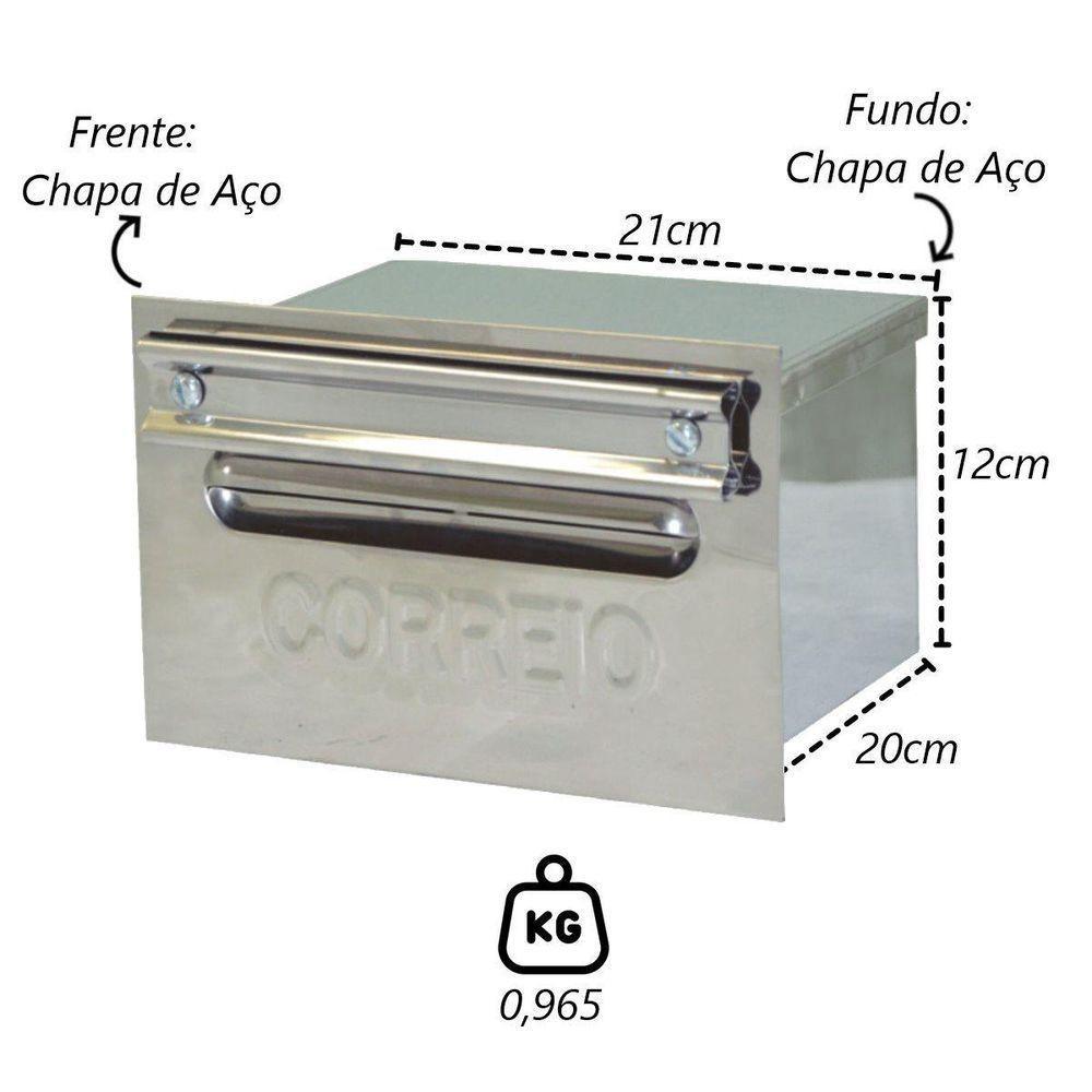 Caixa Correio Cartas Envelope Inox Para Grade 20x21x12cm - 2