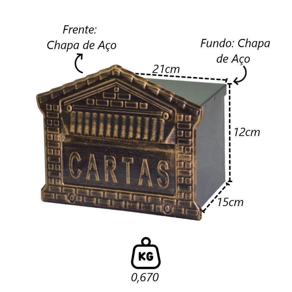 Caixa De Correio Cartas Tijolinho Em Ouro Embutir 15x21x12cm - 2