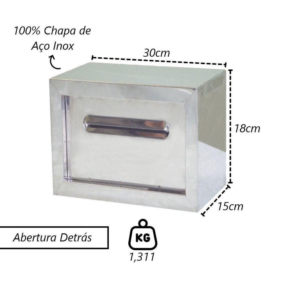 Caixa Correio Carta Condomínio Detras Inox Chave 15x30x18cm - 2