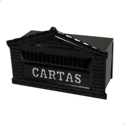 Caixa De Correio Tijolinho Popular 12x25 Para Muro Preta com cinza