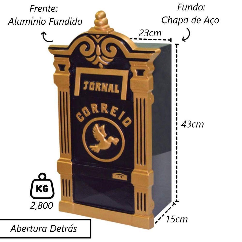 Caixa Correio Cartas Revistas Tiradentes Detras 15x23x43cm - 2