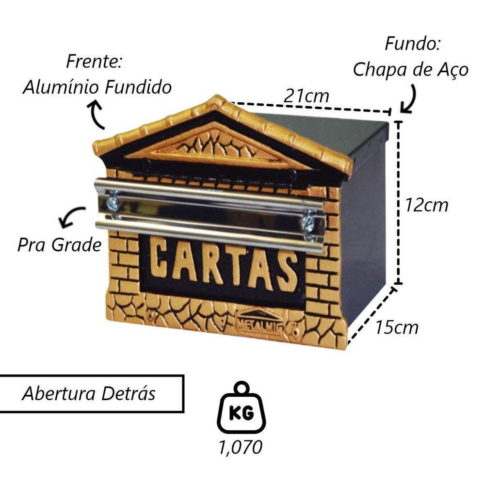 Caixa Correio Cartas Francesa Detras Para Grade 15x21x12cm - 2