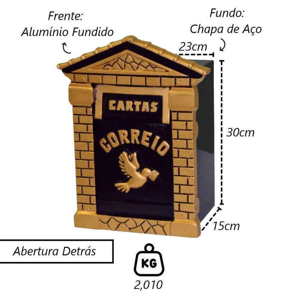 Caixa De Correio Para Cartas Cristal Ouro Detras 15x23x30cm - 2