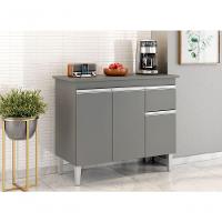 Balcão Gabinete Tatiane 100cm S/tampo -cinza - 3