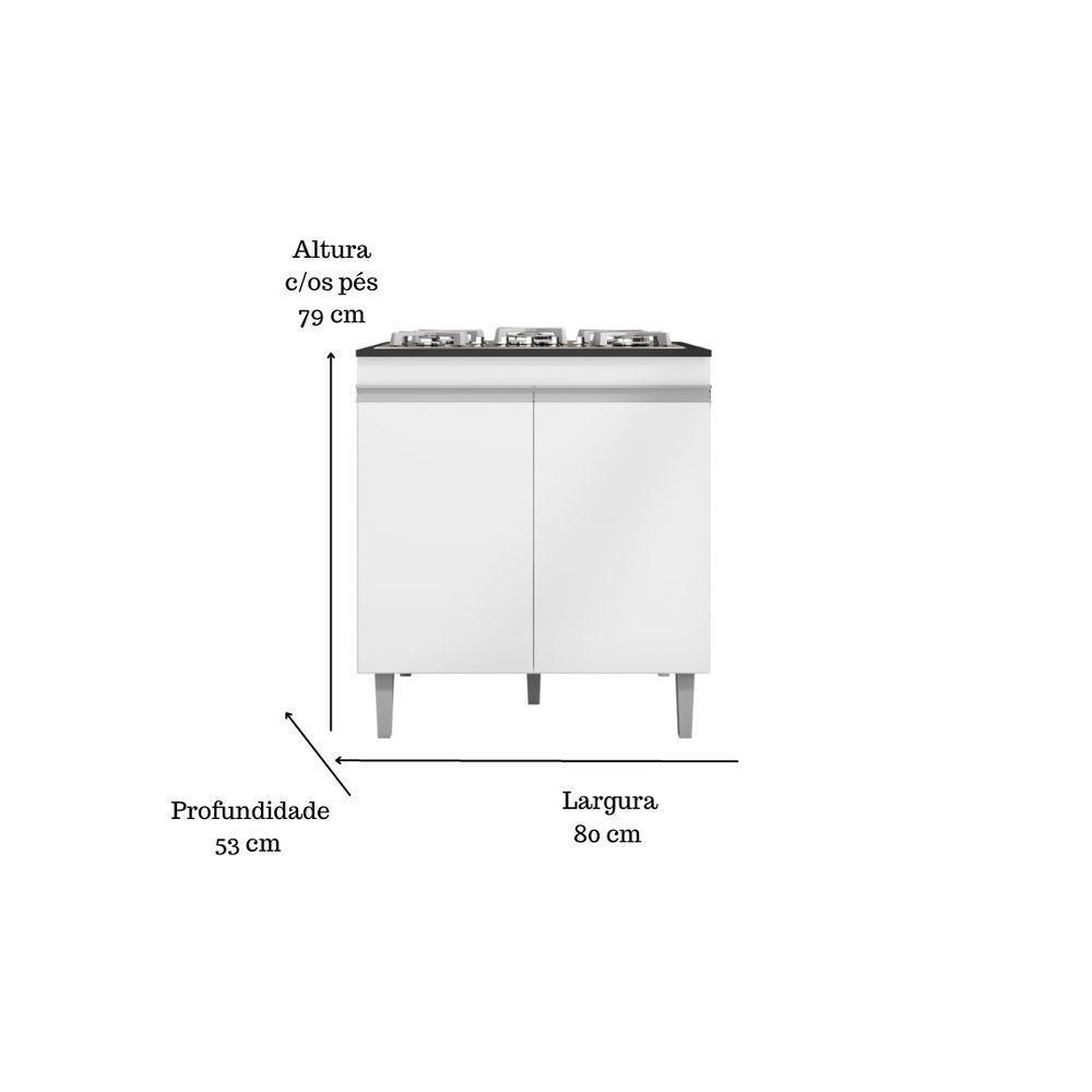 Balcão Cooktop Andreia Branco 4 Ou 5 Bocas - Ajl Móveis Cor Branco - 3