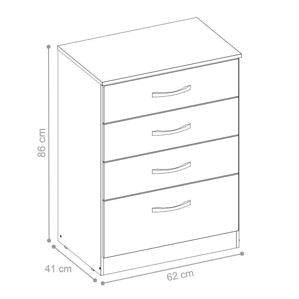 Gaveteiro 4 Gavetas Reyna Branco - 4