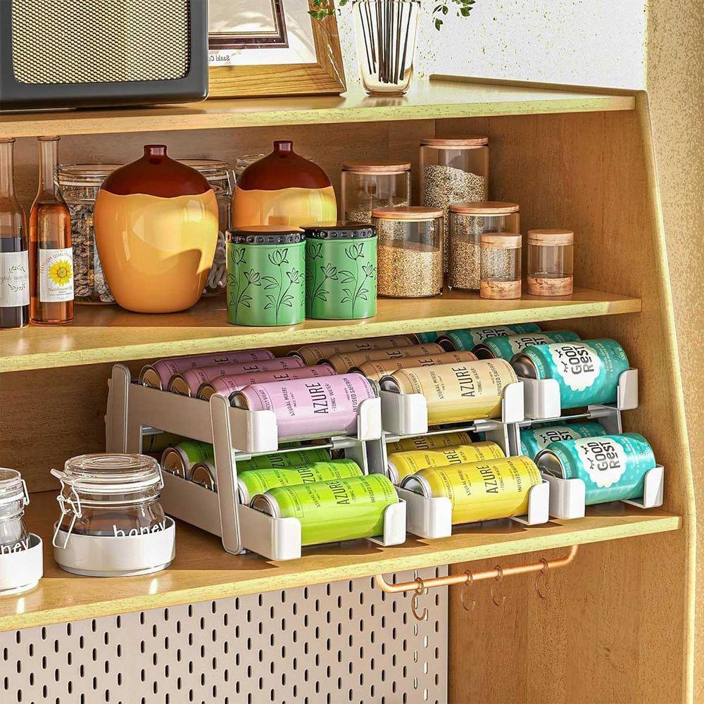 Organizador De Geladeira Lata Bebida Suco Refrigerante Despensa Armazenamento Prateleira Resistente Multiuso - 4