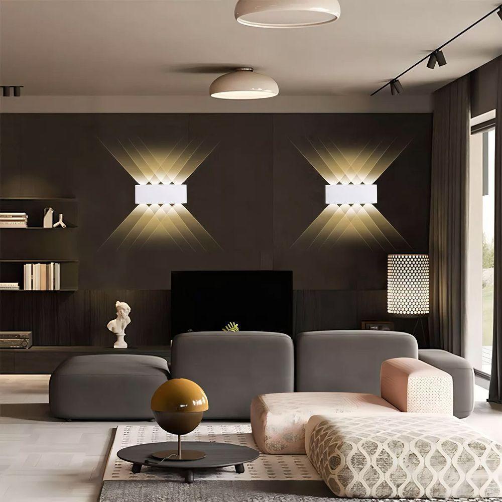 Arandela Luminaria 8w Parede Iluminaçao 8 Fachos Led Decoraçao Casa Rua Garagem Predio Quintal Jardim Varanda Segurança - 10