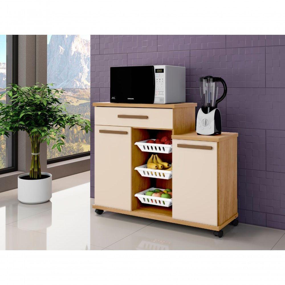 Fruteira Teresina Arte Móveis 2 Portas 1 Gaveta 3 Cestos Cinamomo-off White - 3