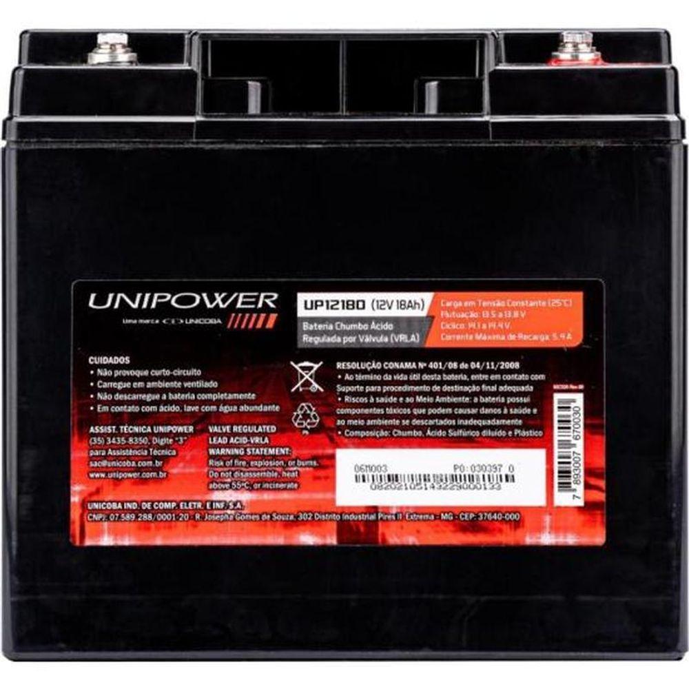 Bateria Estacionária Selada 12v 18ah Vrla Up12180 Unipower - 3