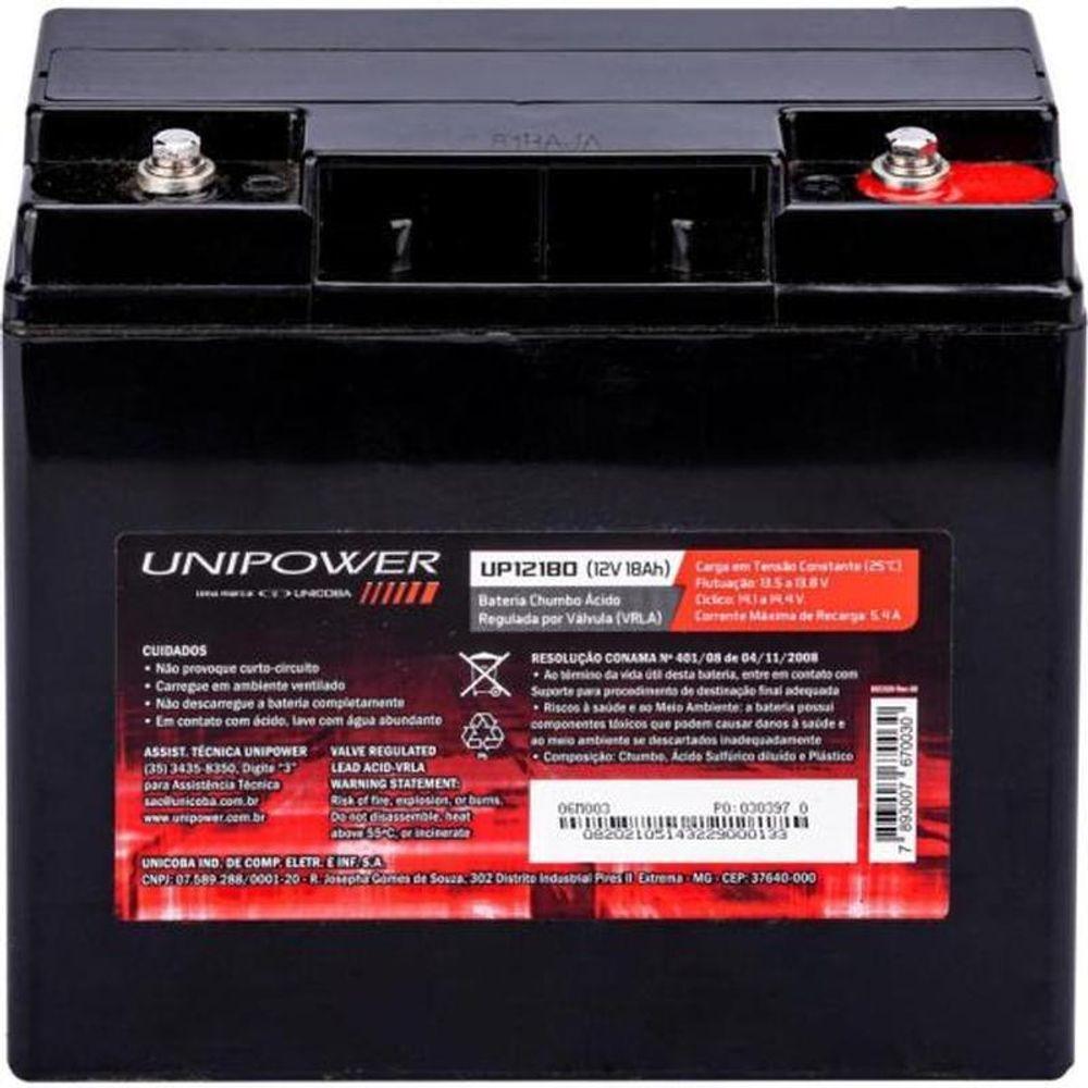 Bateria Estacionária Selada 12v 18ah Vrla Up12180 Unipower - 2