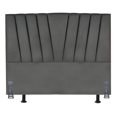 Cabeceira Cama Box Casal 140 Cm Joana Em Linho Com Frame Cinza Escuro