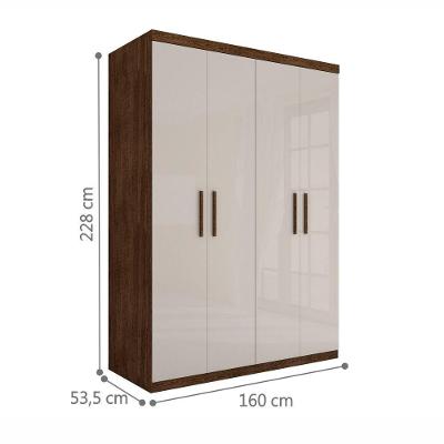 Guarda Roupa Casal Miami 4 Portas de Bater 3 Gavetas Malbec Off White MDP