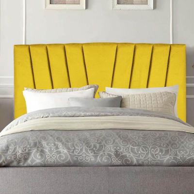 Cabeceira Estofada Bélgica 195cm King Size Para Cama Colchão Box Quarto Corino Amarelo - Aurora Line