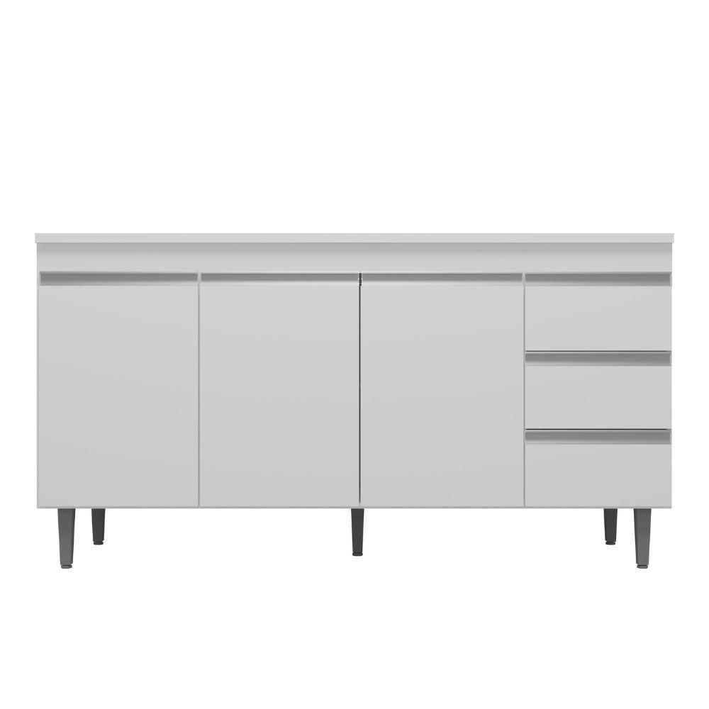 Balcão Gabinete De Pia Para Cozinha Sem Tampo 160cm 3 Portas Andréia Branco- Mabe Magazine - 1