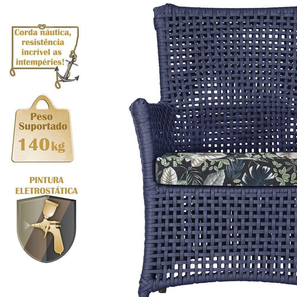 Poltronas Igapó Alumínio Pintura Marrom Corda Náutica E1 Azul - 4