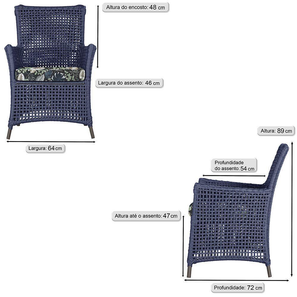 Poltronas Igapó Alumínio Pintura Marrom Corda Náutica E1 Azul - 6