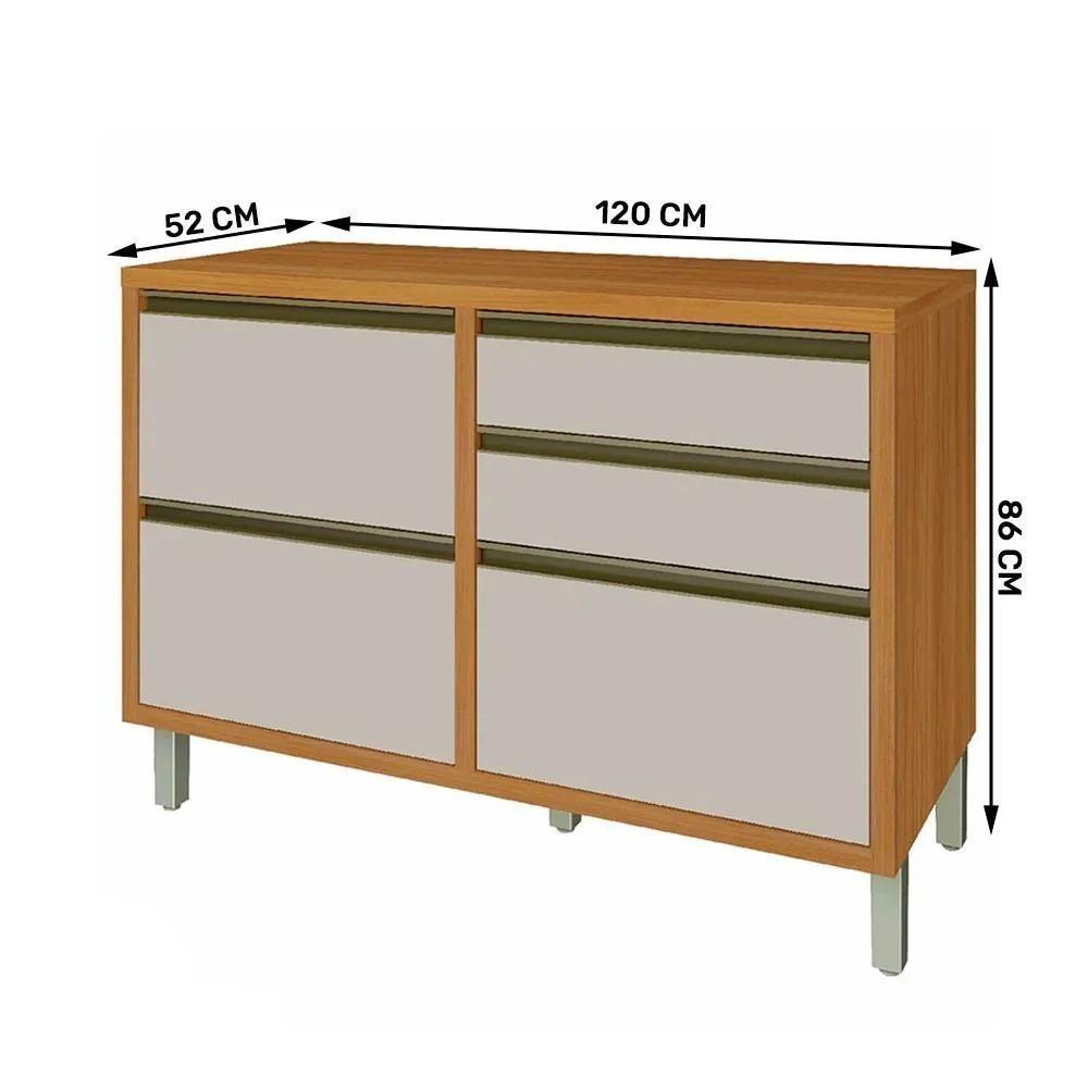 Balcão De Cozinha 1 Porta 4 Gavetas Baronesa Freijó E Off White - 2