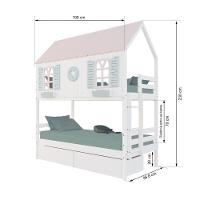 Beliche Casinha Bela Com Coração 2 Gavetas Madeira Maciça Branco/rosa/verde Housin - 3