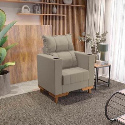 Poltrona Reclinável Florenza Suede Apoio Para os Pés Suede Bege Kappesberg
