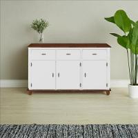 Balcão De Cozinha 3 Portas 3 Gavetas Pés Torneados 631 - Branco Laca Com Tampo E Base Imbuia Glazer - 2