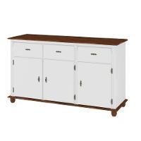 Balcão De Cozinha 3 Portas 3 Gavetas Pés Torneados 631 - Branco Laca Com Tampo E Base Imbuia Glazer - 3