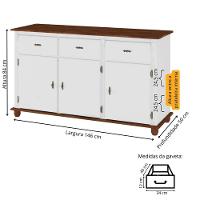 Balcão De Cozinha 3 Portas 3 Gavetas Pés Torneados 631 - Branco Laca Com Tampo E Base Imbuia Glazer - 4