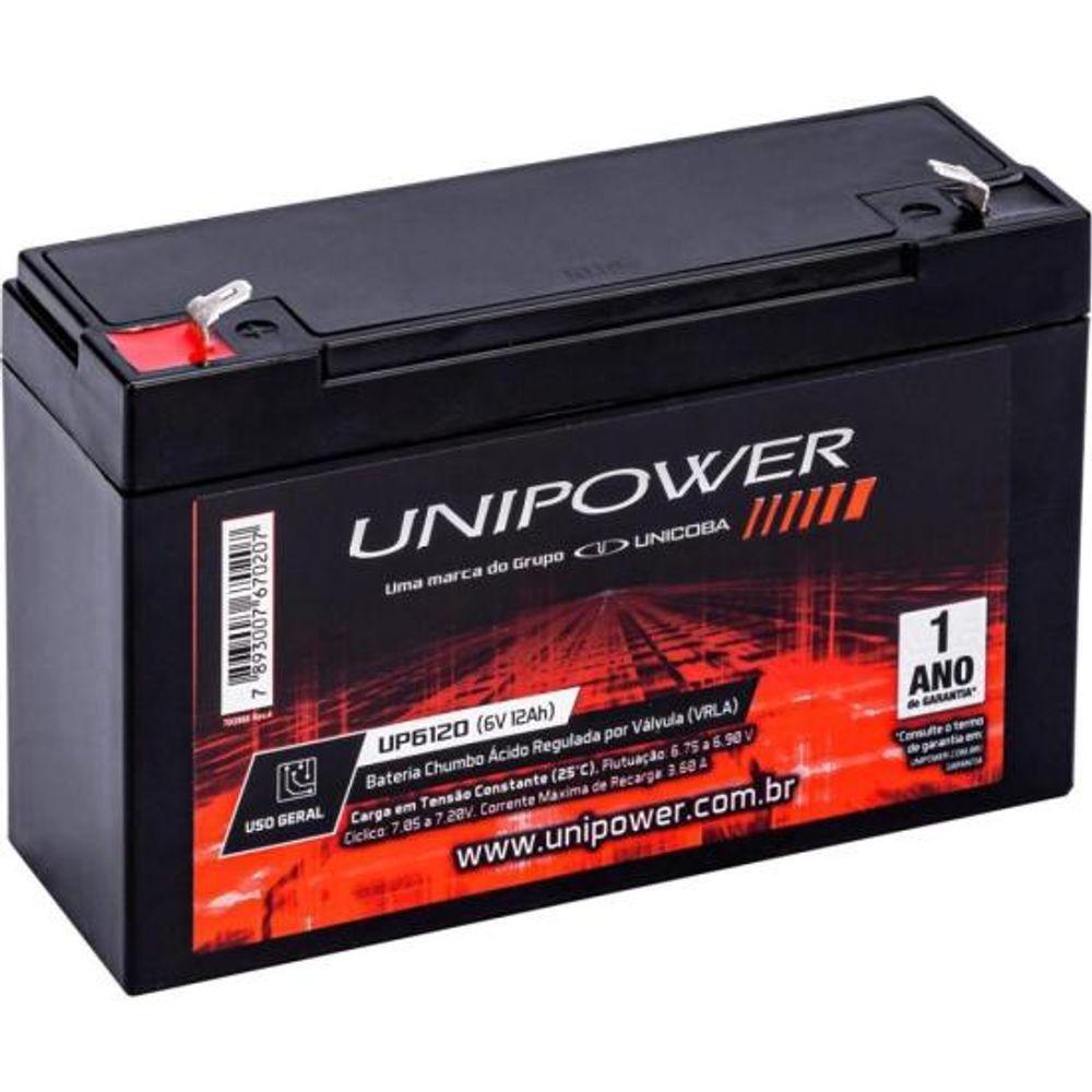 Bateria Estacionária Selada 6v 12ah Vrla Up6120 Unipower - 1