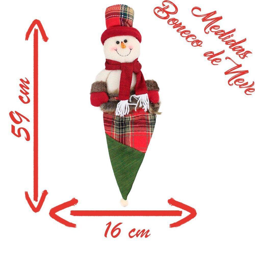 Kit 10 Enfeites árvore Natal Papai Noel E Boneco Neve Saco Natalino Xadrez - 2