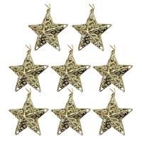 Kit 8 Estrelas Tridimensional Arabesco Lisa Dourada 11cm - Magizi - 1