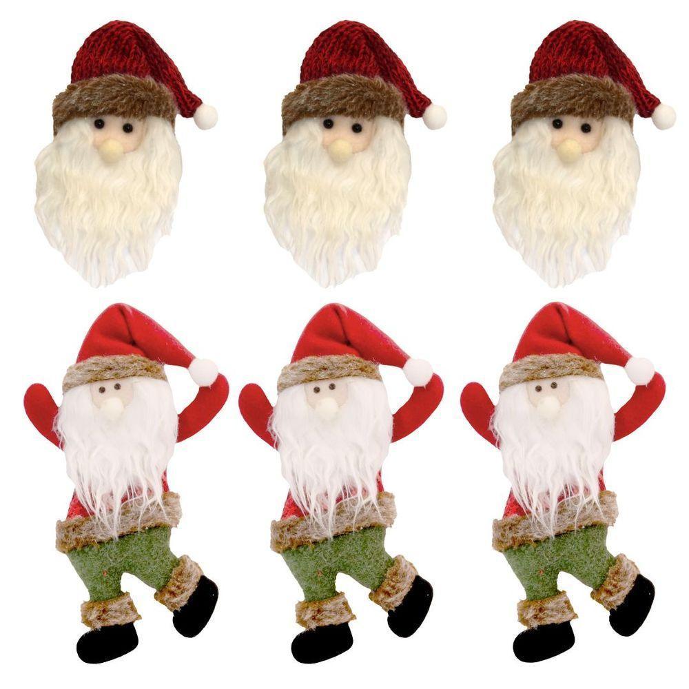Kit 6 Pelúcias Pendentes Papai Noel Scotch E Carinha Natal Vermelho E Verde 22cm - Magizi - 1