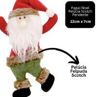 Kit 6 Pelúcias Pendentes Papai Noel Scotch E Carinha Natal Vermelho E Verde 22cm - Magizi