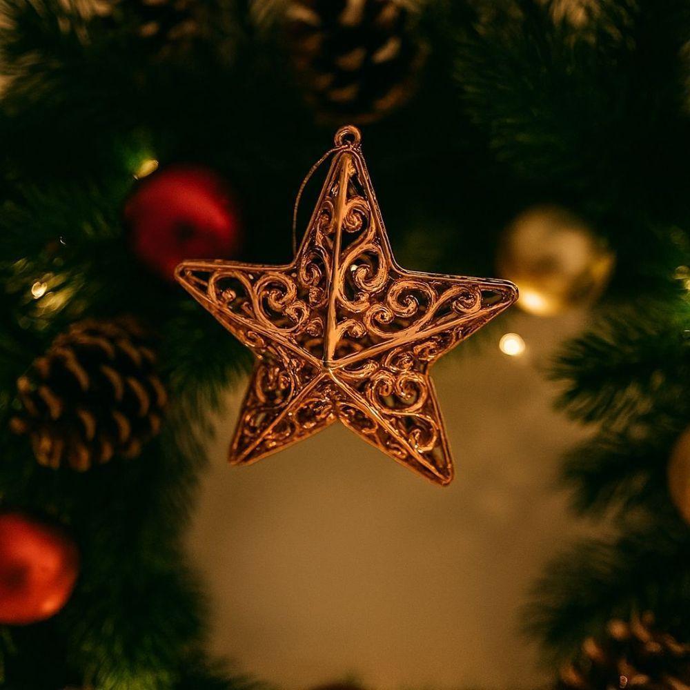 Kit 2 Estrelas Tridimensional Arabesco Bronze Metalizado 10cm - Magizi - 2