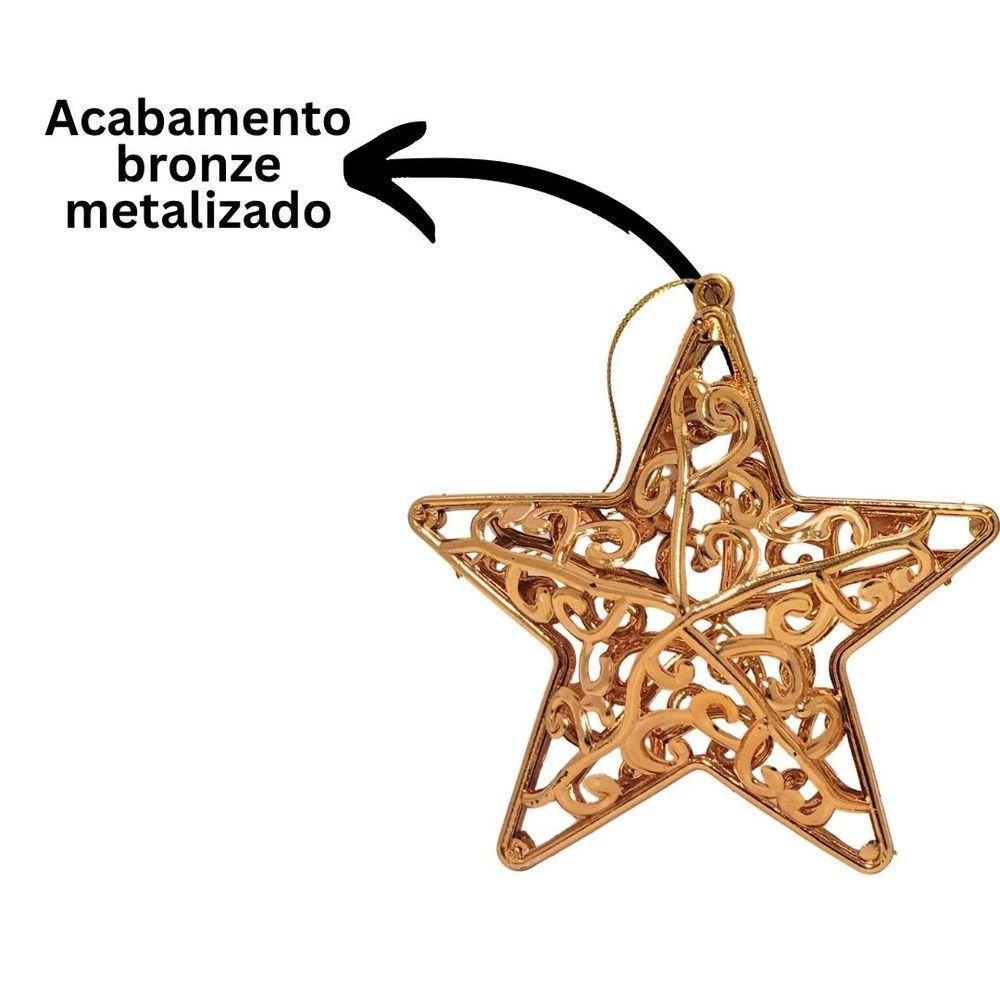 Kit 2 Estrelas Tridimensional Arabesco Bronze Metalizado 10cm - Magizi - 3