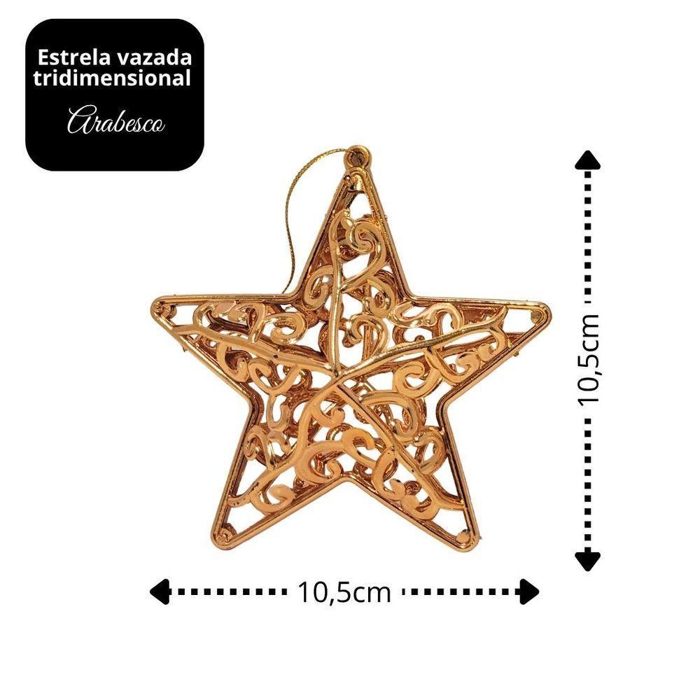 Kit 2 Estrelas Tridimensional Arabesco Bronze Metalizado 10cm - Magizi - 4