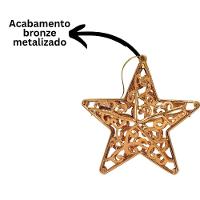 Kit 2 Estrelas Tridimensional Arabesco Bronze Metalizado 10cm - Magizi - 3