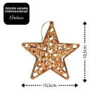 Kit 2 Estrelas Tridimensional Arabesco Bronze Metalizado 10cm - Magizi
