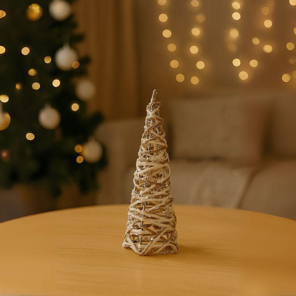 Mini árvore Aramada Cone Rústica Juta E Algodão Decor 20cm - Magizi - 2