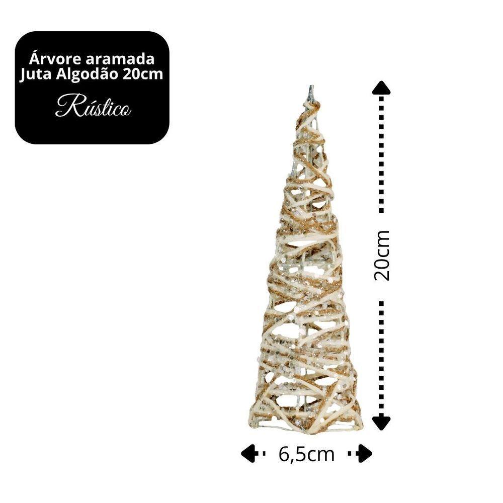 Mini árvore Aramada Cone Rústica Juta E Algodão Decor 20cm - Magizi - 4