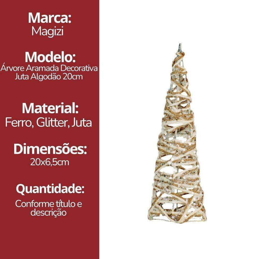 Mini árvore Aramada Cone Rústica Juta E Algodão Decor 20cm - Magizi - 6
