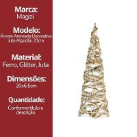 Mini árvore Aramada Cone Rústica Juta E Algodão Decor 20cm - Magizi - 6