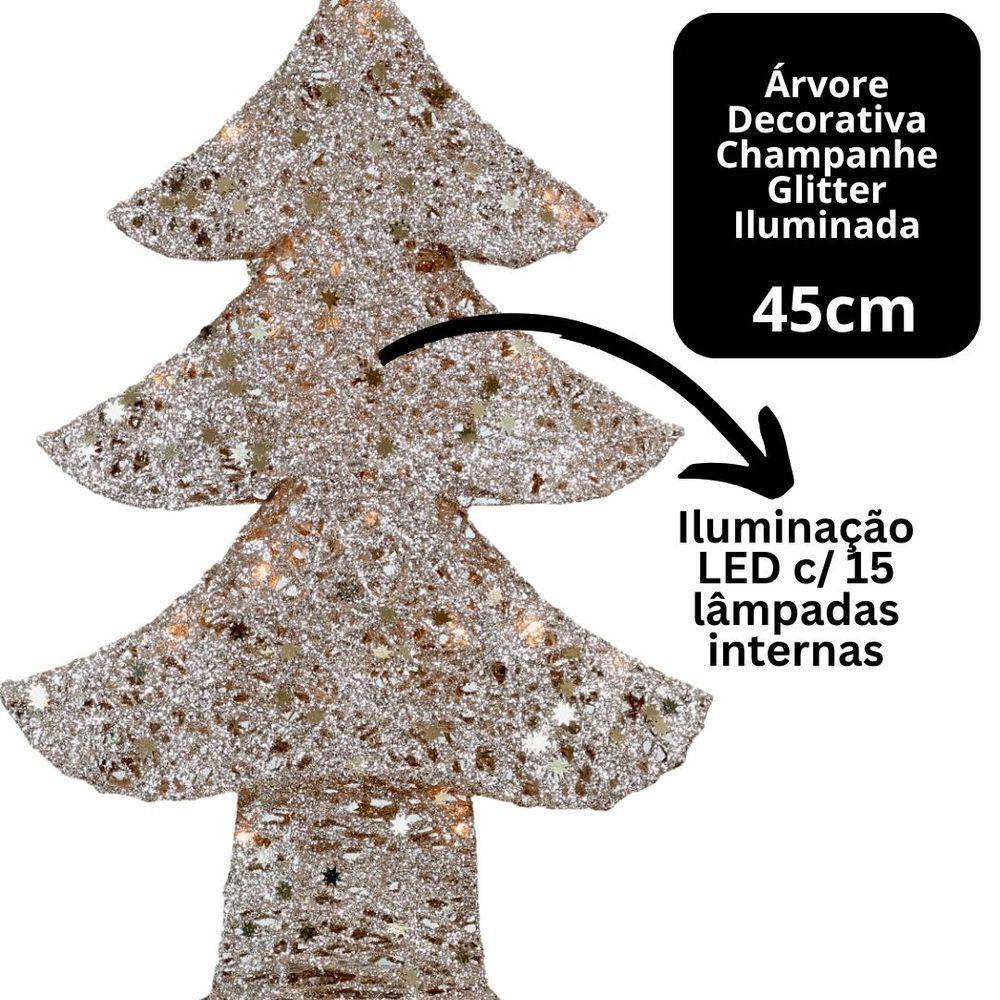 Árvore Aramada Champanhe Cotton 45cm Iluminada Led 15 Lâmpadas - Magizi - 4