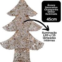 Árvore Aramada Champanhe Cotton 45cm Iluminada Led 15 Lâmpadas - Magizi
